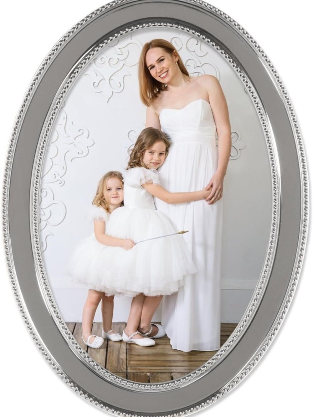 Elegant Silver Metal Oval Picture Frame - Bead Border, 4x6 Size, Home Decor